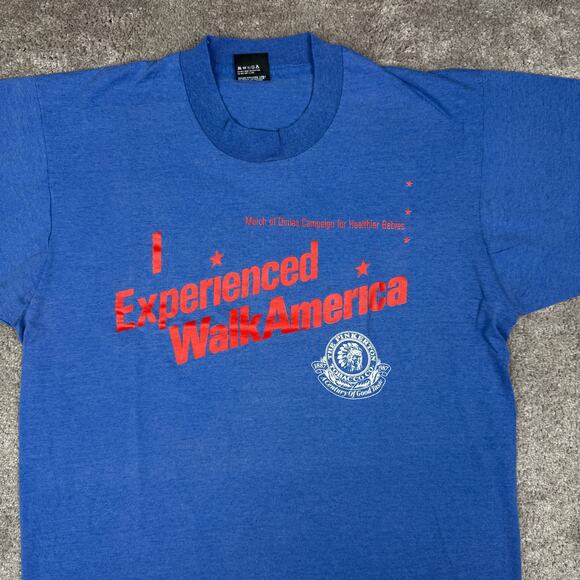 Vtg March of Dimes T-shirt Size M Screen Stars WalkAmerica 90s Blue Indie - Picture 2 of 5